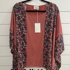 ANDREE BY UNIT Floral Blouse in Pink and Navy